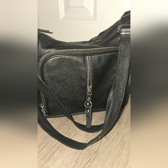 Black Leather Multi-Zip Crossbody Bag – Silver Hardware – Great American Leather - Picture 12 of 16